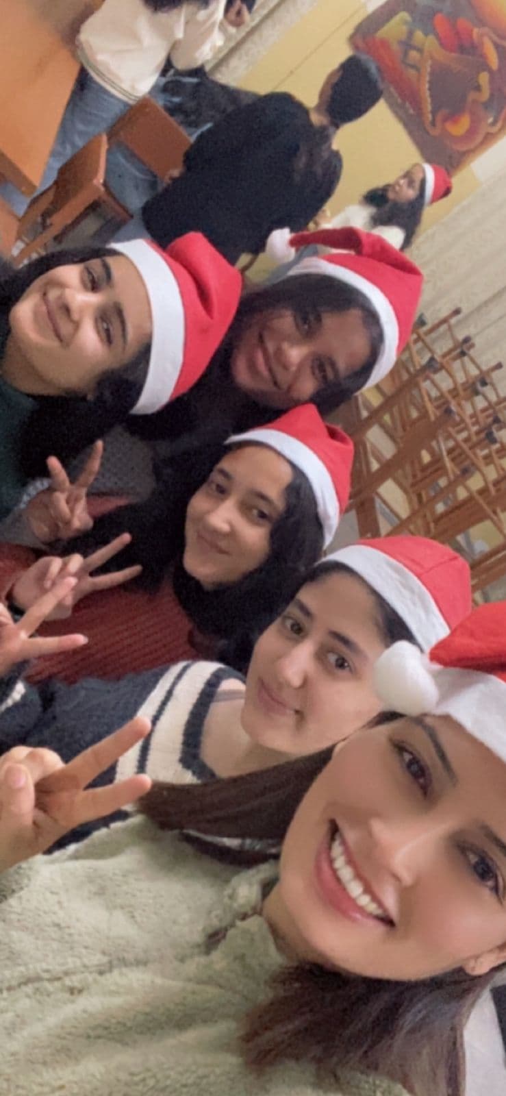 Christmas celebration with Santa hats