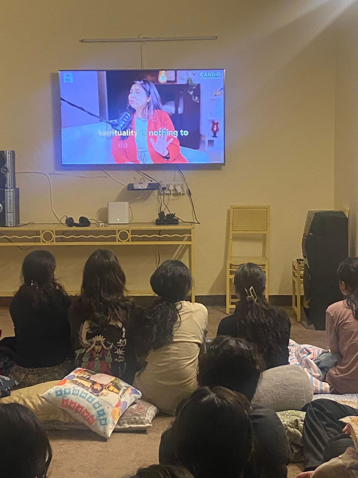 Movie night in the common lounge